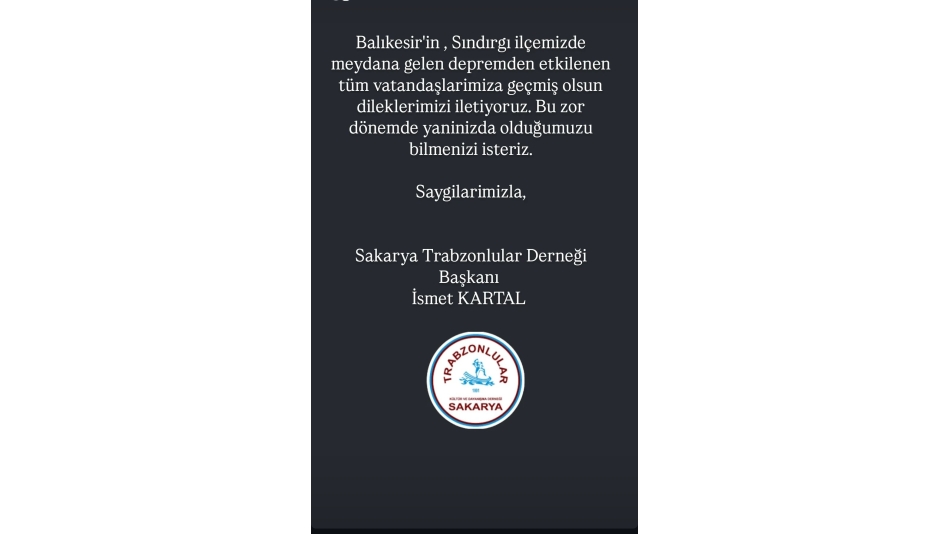 Geçmiş Olsun Balıkesir..
